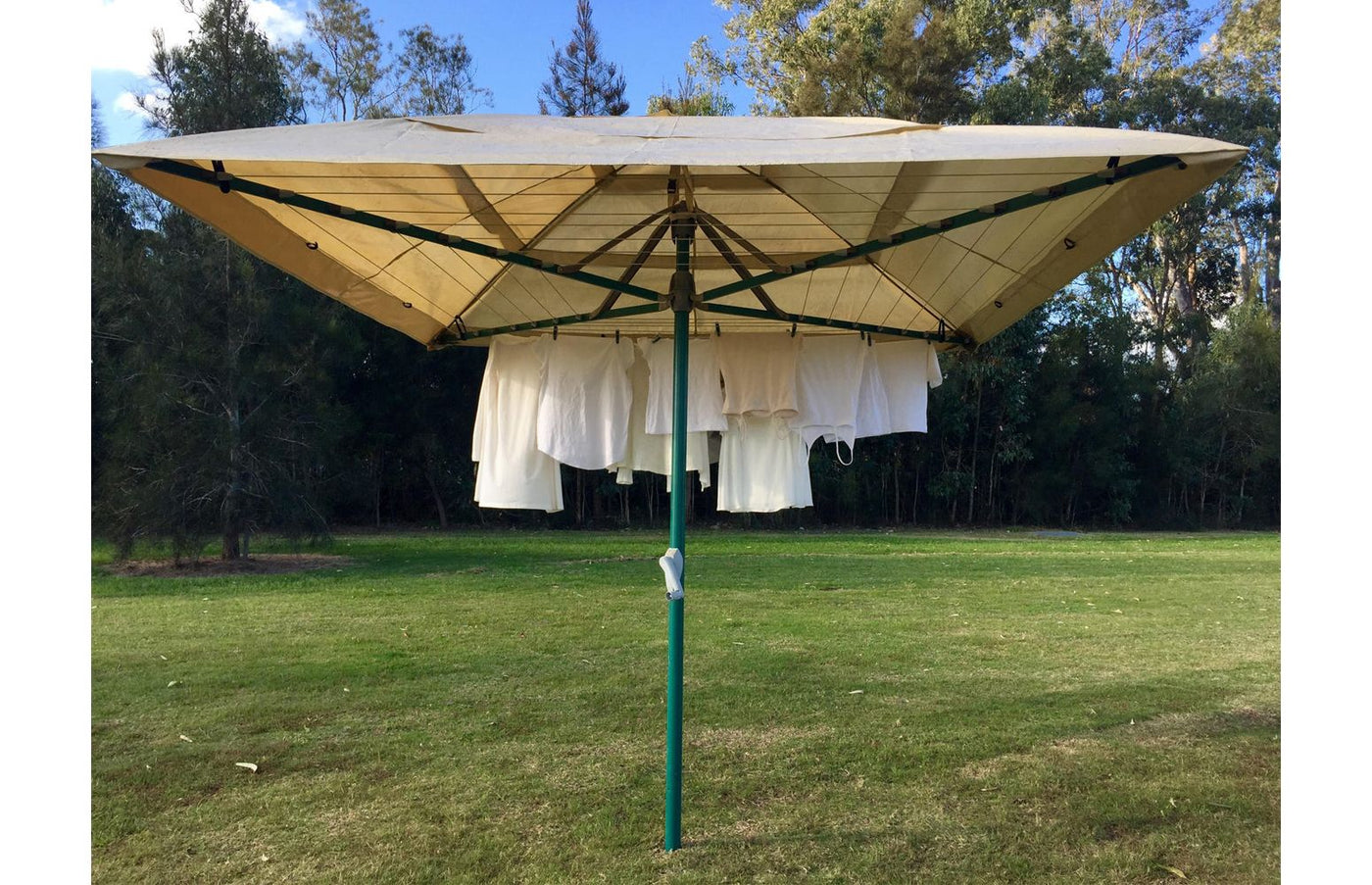 clothesline with waterproof cover installed